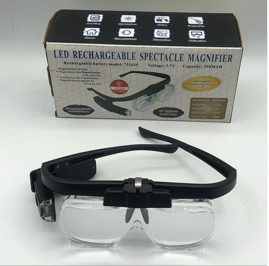 頭戴式有燈放大鏡（6 段放大倍數：1.5倍至4.5倍）