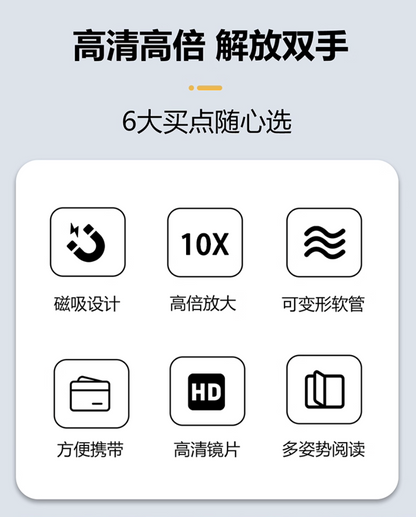 掛頸免提放大鏡（10 倍放大）