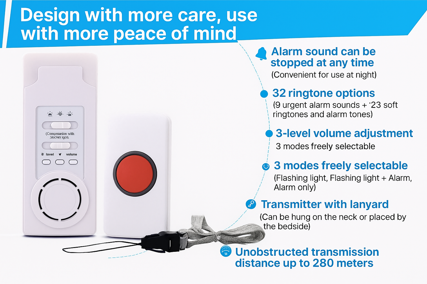 長距離無線一鍵閃燈呼叫器（1 拖 2）